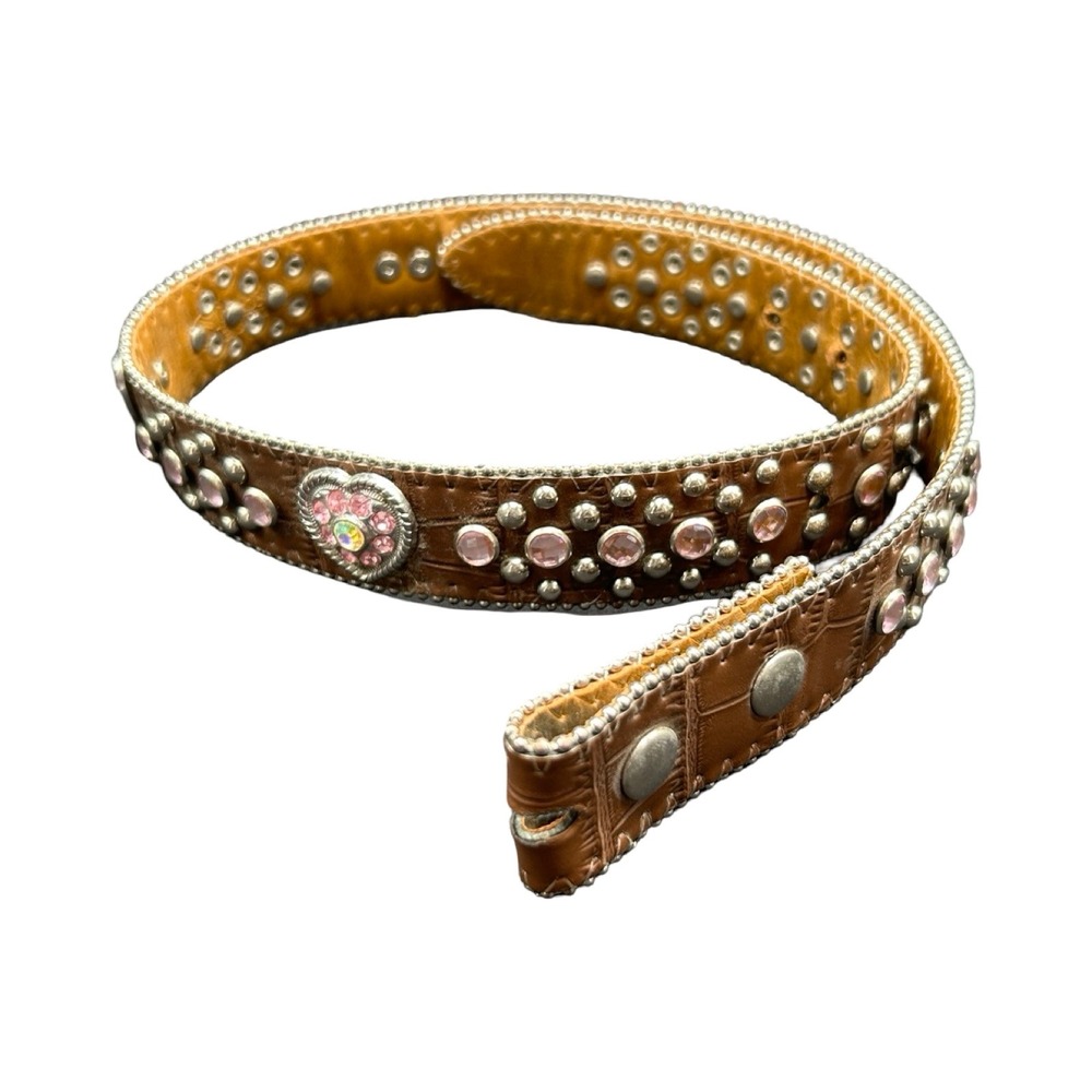 Nocona Girls Western Belt Strap Only Size 26 Pink Rhinestone Croc N4425202